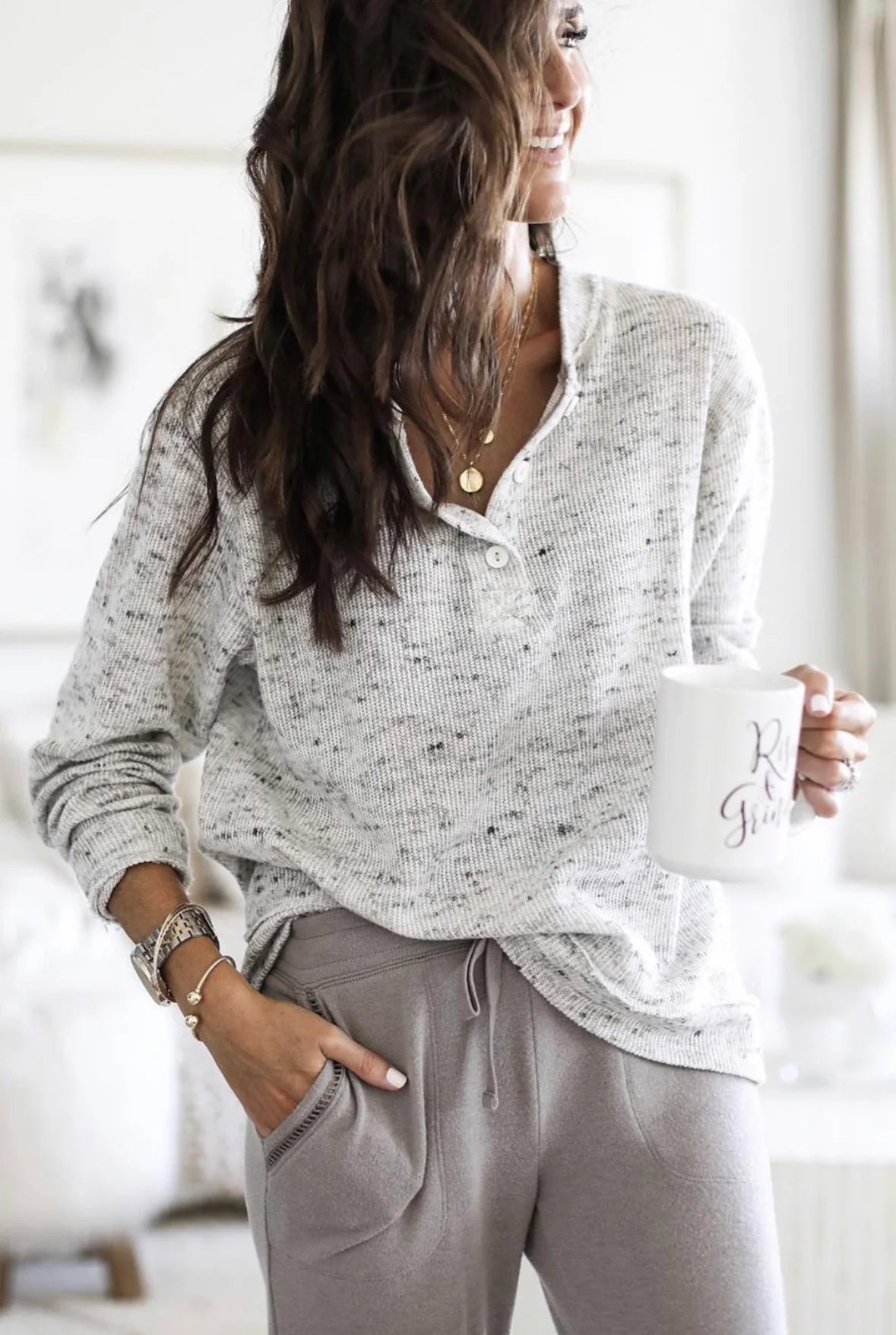 Grey Henley Top